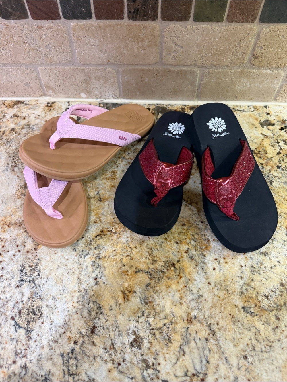 Reef Pink and Tan Flip Flops -  Yellow Box Cushioned Sandals